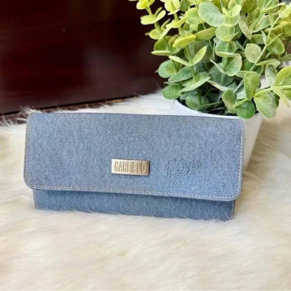 Garfield Faux Denim Long Flap Wallet with Engraved Front - Picture 15 of 15
